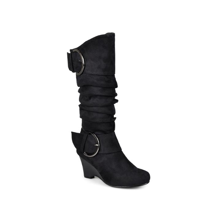 Journee Collection Irene Women's Wedge Boots, Girl's, Size: 7 Wc, Black