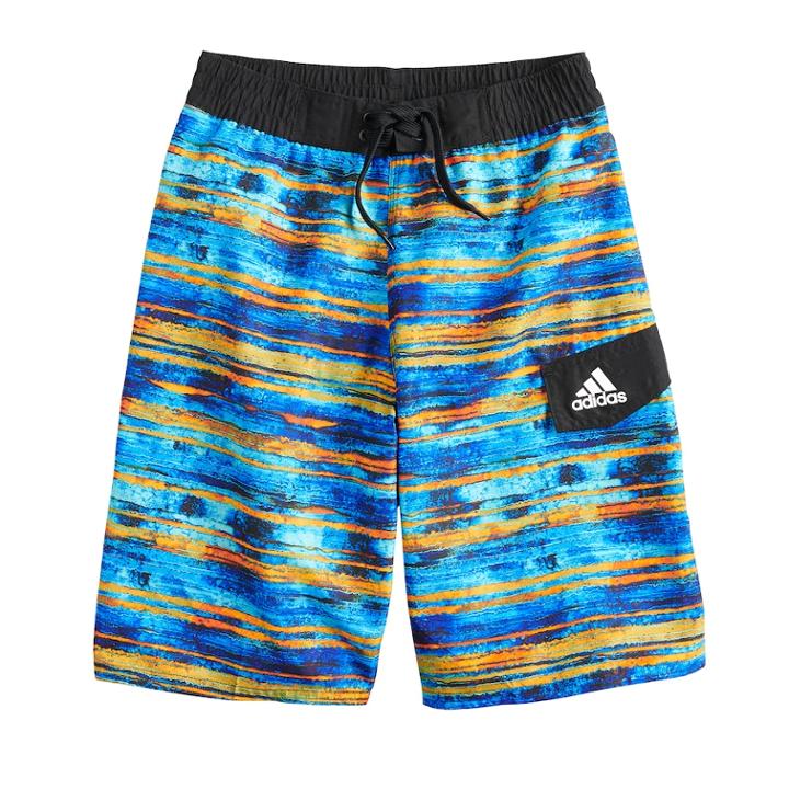 Boys 8-20 Adidas Water Stripe Swim Trunks, Size: Xl, Orange