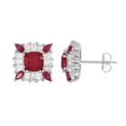 Sterling Silver Lab-created Ruby & White Sapphire Halo Stud Earrings, Women's, Red