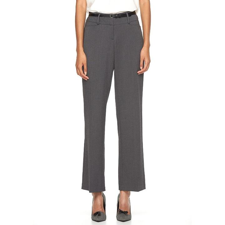 Women's Apt. 9&reg; Modern Fit Belted Dress Pants, Size: 16 T/l, Grey