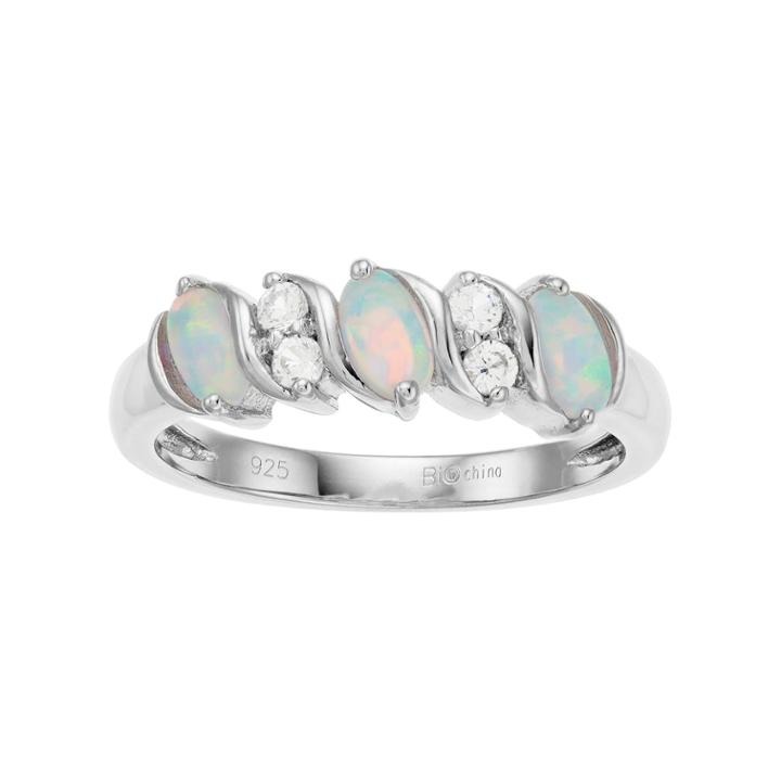 Sterling Silver Lab-created White Opal & White Topaz 3-stone Ring, Women's, Size: 6