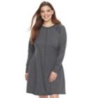 Juniors' Plus Size Cloud Chaser Contrast Stitch Sweatshirt Dress, Teens, Size: 1xl, Grey (charcoal)