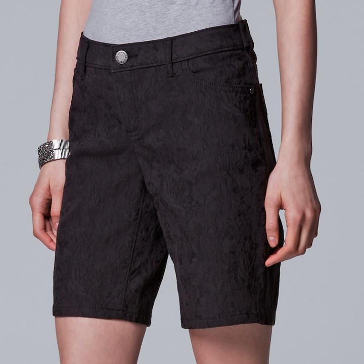 Women's Simply Vera Vera Wang Floral Jacquard Bermuda Shorts, Size: 16, Black