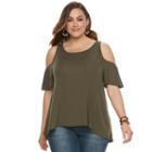 Plus Size Sonoma Goods For Life&trade; Ribbed Cold-shoulder Tee, Women's, Size: 1xl, Green