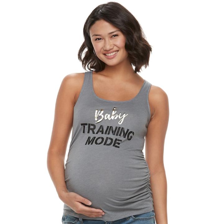 Maternity A:glow Ruched Graphic Workout Tank, Women's, Size: M-mat, Grey