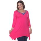 Plus Size White Mark Beaded Handkerchief-hem Tunic, Women's, Size: 3xl, Pink
