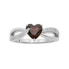 Smoky Topaz And Diamond Accent Sterling Silver Heart Bypass Ring, Women's, Size: 4, Brown