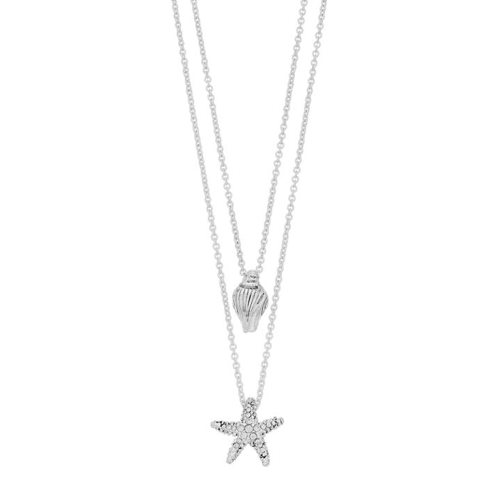 Napier Starfish & Shell Double Pendant Y Necklace, Women's, Silver