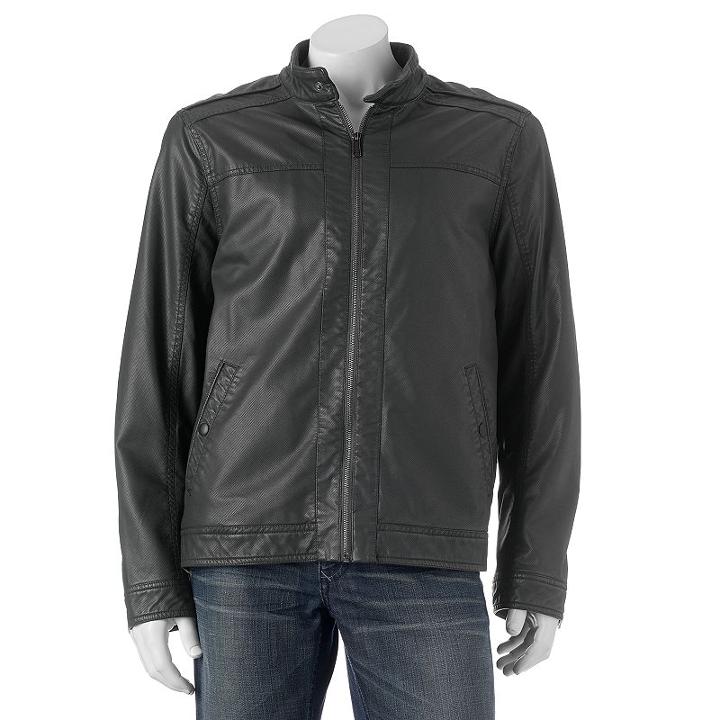Men's Apt. 9&reg; Modern-fit Textured Faux-leather Jacket, Size: Large, Grey (charcoal)