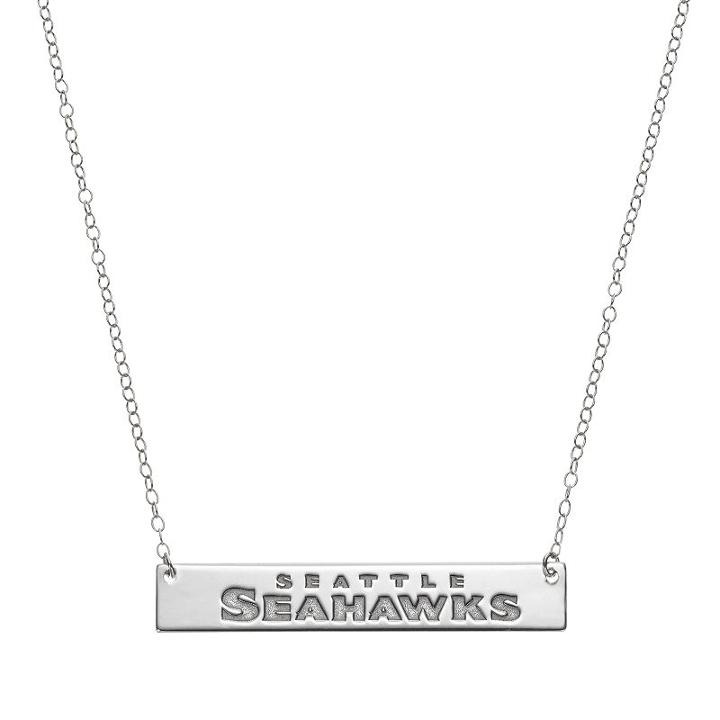 Seattle Seahawks Sterling Silver Bar Link Necklace, Women's, Size: 18