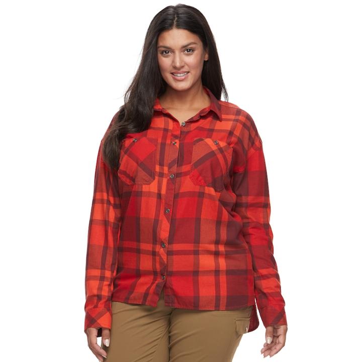 Plus Size Columbia Wildscape Flannel Plaid Roll-tab Shirt, Women's, Size: 2xl, Pink Other