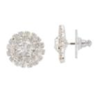 Simulated Crystal Halo Nickel Free Button Stud Earrings, Women's, Silver