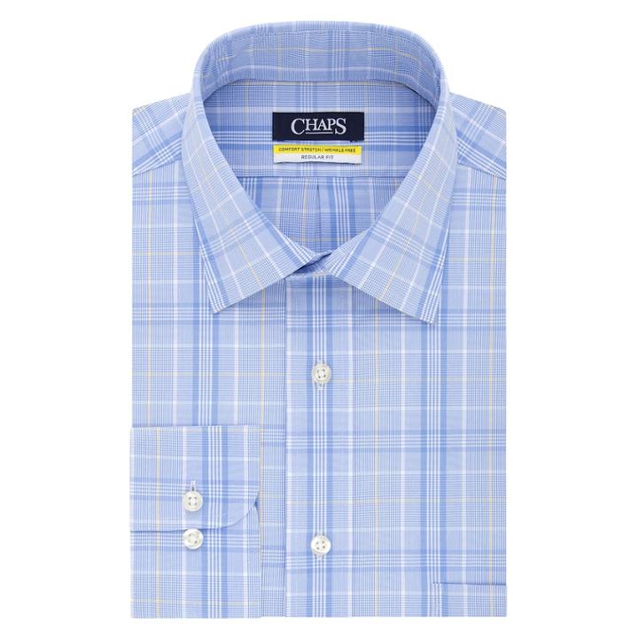 Men's Chaps Regular Fit Comfort Stretch Spread Collar Dress Shirt, Size: 17-34/35, Yellow