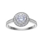 Primrose Sterling Silver Cubic Zirconia Halo Ring, Women's, Size: 9, Grey