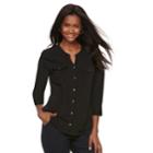 Women's Croft & Barrow&reg; Print Shirt, Size: Xxl, Black