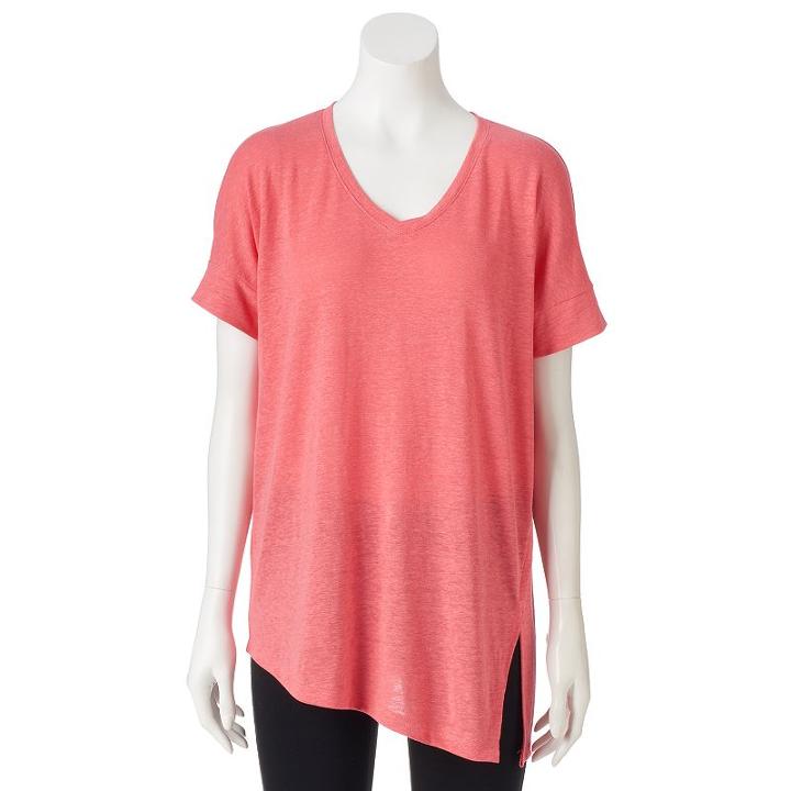 Women's Croft & Barrow&reg; Asymmetrical Linen Blend Tee, Size: Xs, Lt Orange