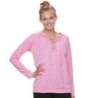 Juniors' Cloud Chaser Lace-up Sweatshirt, Teens, Size: Small, Med Purple