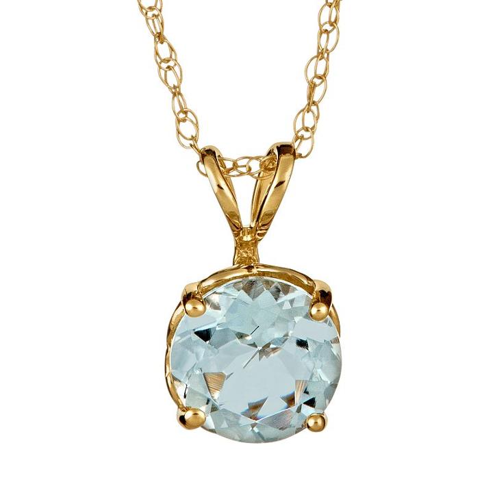 14k Gold Aquamarine Pendant, Women's, Size: 18, Blue