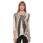 Women's Dana Buchman Pleated Shark-bite Top, Size: Medium, Beig/green (beig/khaki)