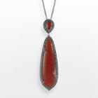 Lavish By Tjm Sterling Silver Red Agate Teardrop Pendant - Made With Swarovski Marcasite, Women's, Size: 18