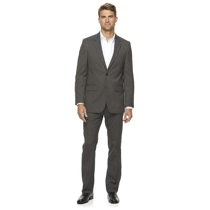Men's Apt. 9&reg; Slim-fit Unhemmed Suit, Size: 42s 34, Black