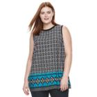 Plus Size Ab Studio Printed Knit Tank, Women's, Size: 1xl, Ovrfl Oth
