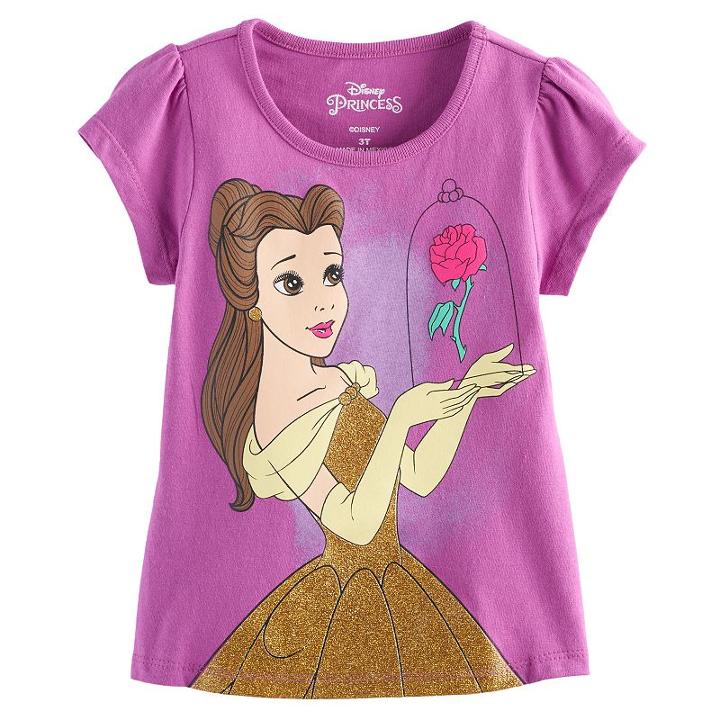 Disney's Beauty And The Beast Belle Girls 4-6x Glittery Graphic Tee, Size: 6, Purple Oth