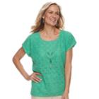 Women's Alfred Dunner Studio Lace Top, Size: Small, Green
