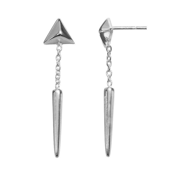 Sterling Silver Pyramid & Spike Chain Drop Earrings, Women's, Grey