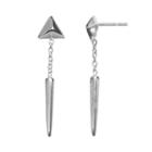 Sterling Silver Pyramid & Spike Chain Drop Earrings, Women's, Grey