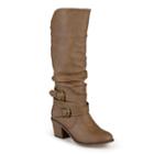 Journee Collection Late Women's Slouch Boots, Girl's, Size: 7, Beig/green (beig/khaki)