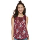 Juniors' Rewind Lace Yoke Tank Top, Teens, Size: Medium, Med Red