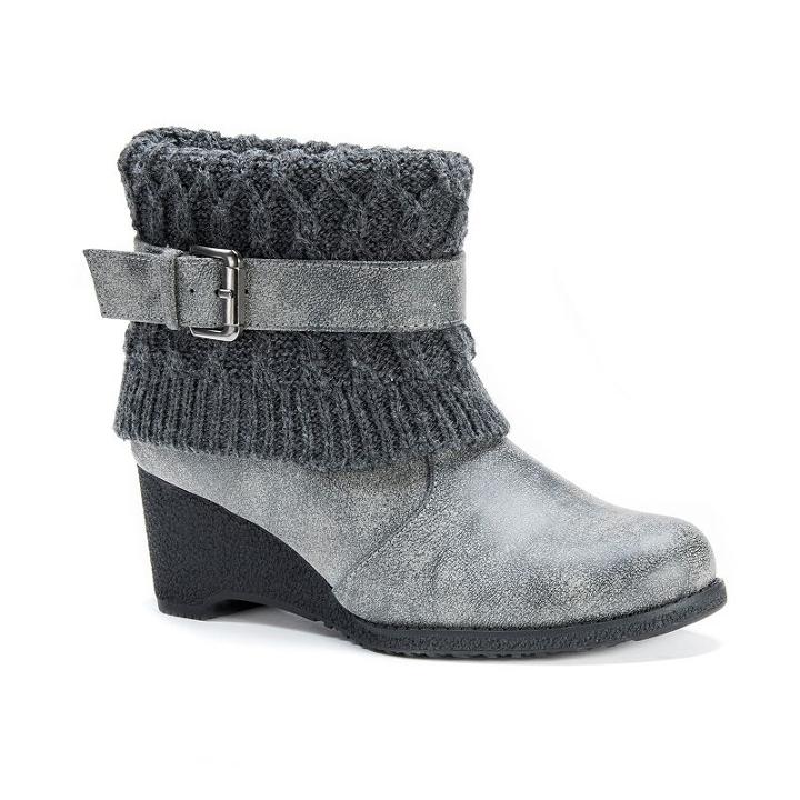 Muk Luks Deena Women's Water-resistant Wedge Boots, Girl's, Size: 6, Grey
