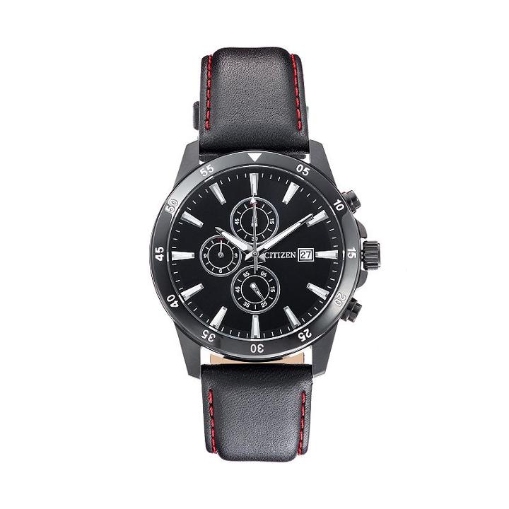 Citizen Men's Leather Chronograph Watch - An3575-03e, Black