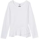Girls 7-16 French Toast Ruffled Long Sleeve Tee, Size: 7-8, White