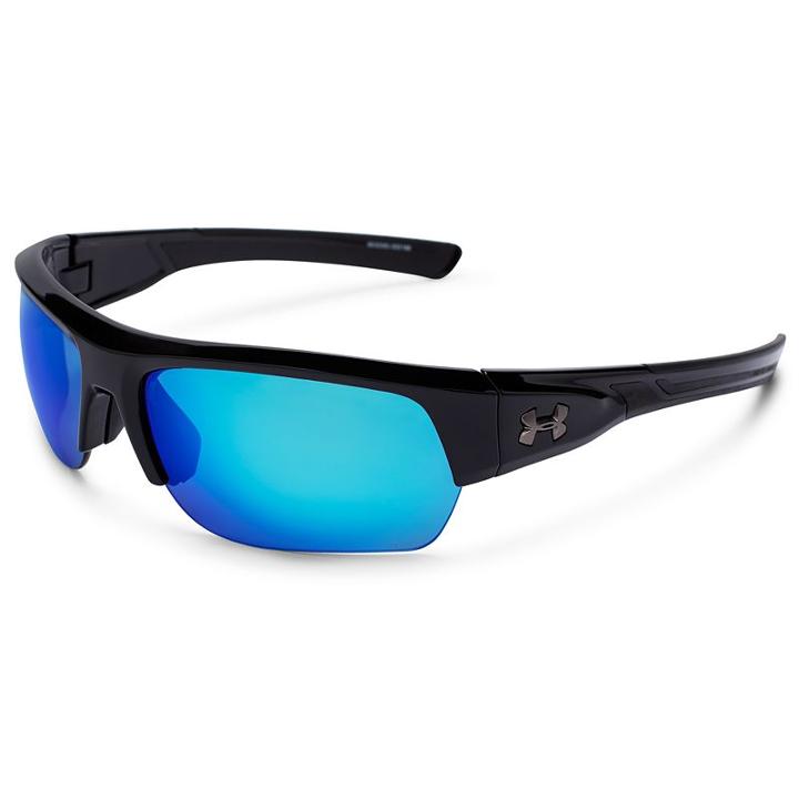 Men's Under Armour Big Shot Storm Polarized Semirimless Wrap Sunglasses, Blue