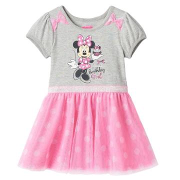 Disney's Minnie Mouse Girls 4-6x Sweet Birthday Girl Glitter Tulle Dress, Size: 6x, Grey