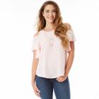 Juniors' Iz Byer California Flutter Cold Shoulder Top, Girl's, Size: Medium, Med Pink