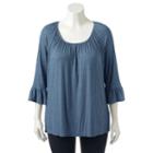 Plus Size Croft & Barrow&reg; Bell Sleeve Peasant Top, Women's, Size: 2xl, Med Blue