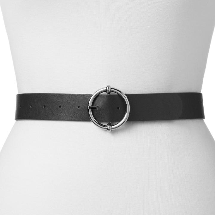 Women's Apt. 9&reg; Circle Buckle Reversible Belt, Size: Medium, Grey (charcoal)