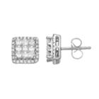 10k White Gold 1 Carat T.w. Square Halo Stud Earrings, Women's
