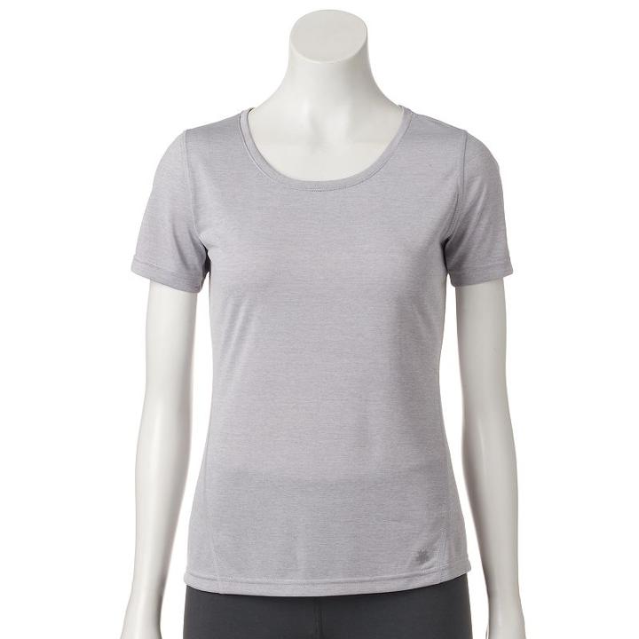 Petite Women's Tek Gear&reg; Base Layer Workout Tee, Size: S Petite, Light Grey