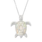 Lab-created Opal Sterling Silver Turtle Pendant Necklace, Women's, Size: 18, White
