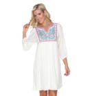 Women's White Mark Embroidered Babydoll Dress, Size: Small