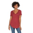 Juniors' Mudd&reg; Short Sleeve V-neck Tee, Girl's, Size: Large, Med Red