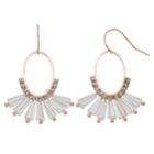 Oval Fan Drop Earrings, Women's, Pink