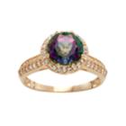 10k Gold Mystic Topaz & Lab-created White Sapphire Halo Ring, Women's, Size: 7, Blue
