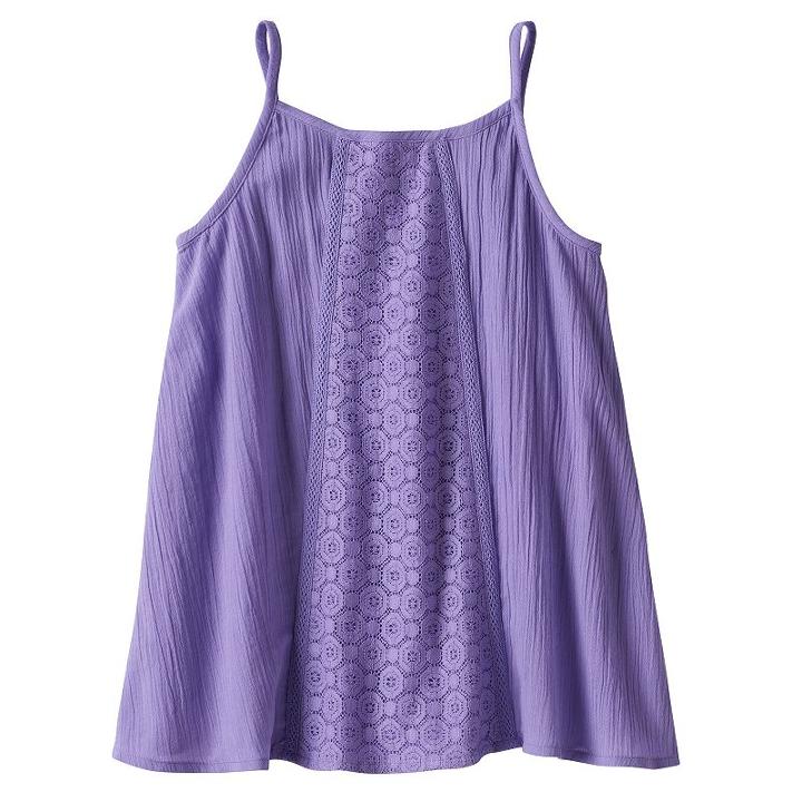 Girls 4-10 Jumping Beans&reg; Lace Panel Tank Top, Girl's, Size: 7, Med Purple
