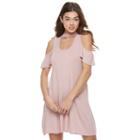 Juniors' Almost Famous Choker Cold-shoulder Dress, Girl's, Size: Medium, Brt Pink