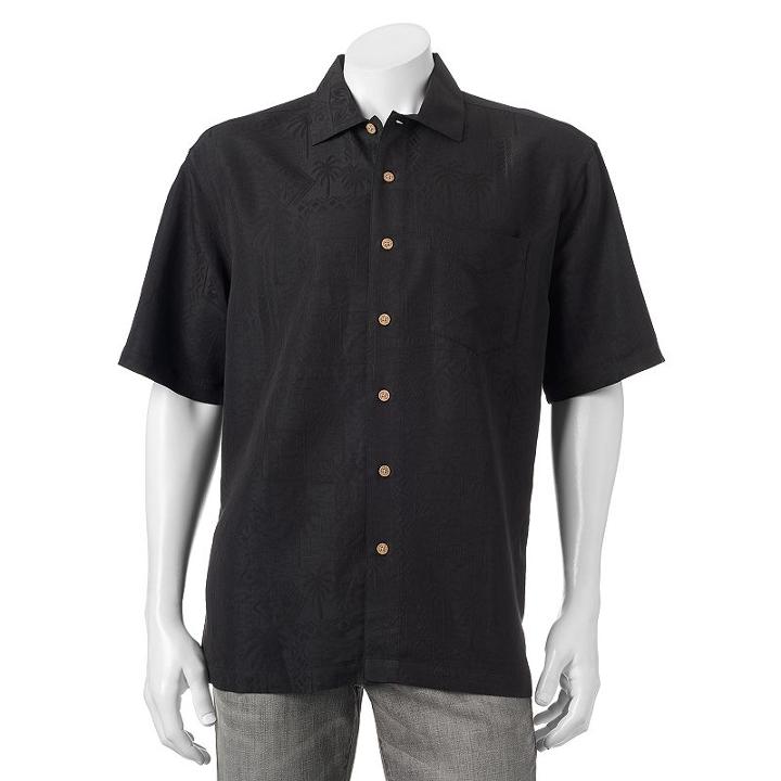 Men's Batik Bay Silk Blend Button-down Shirt, Size: Small, Black